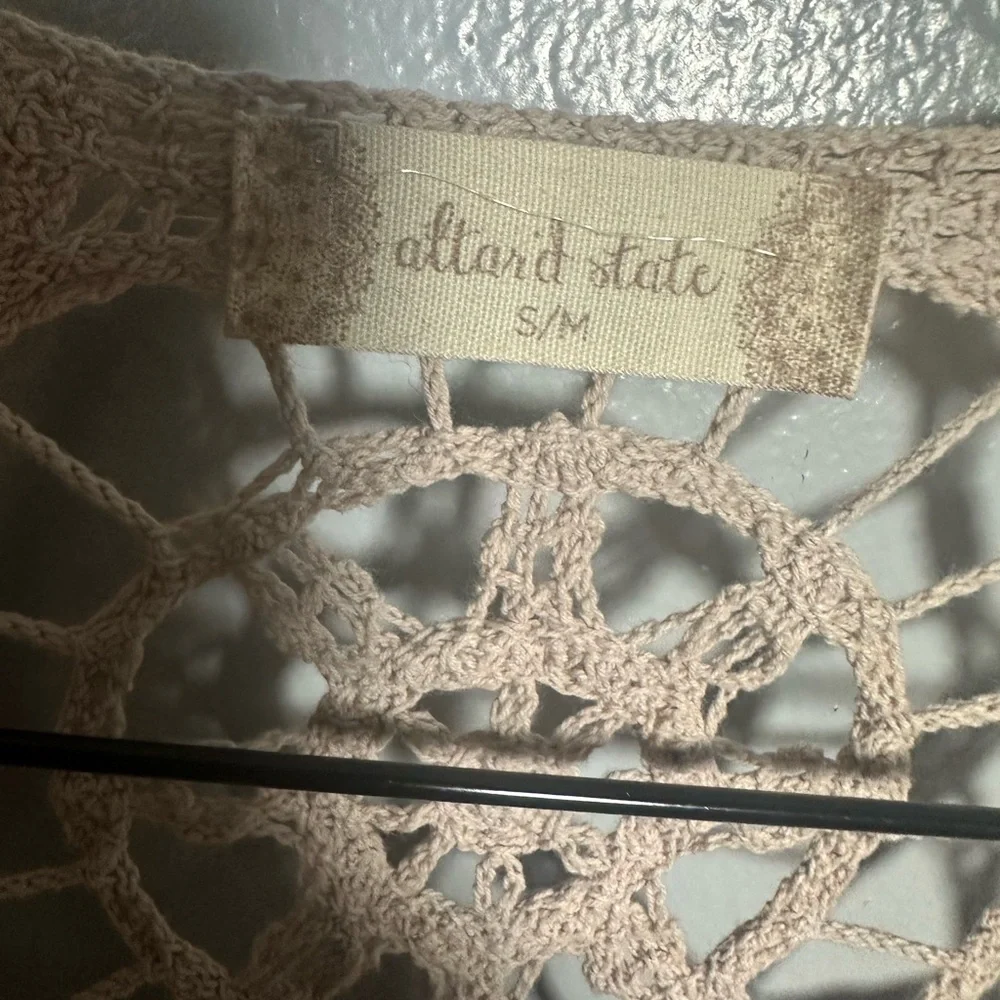 Altar'd State Tan Crochet Cardigan Duster S/M